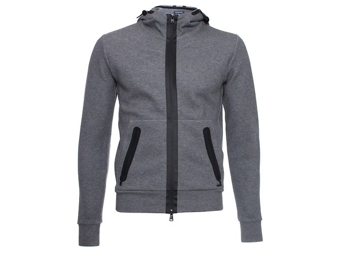 WOOLRICH, Cardigan cinza com capuz