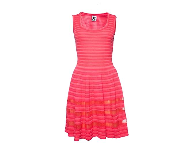 MISSONI, Coral pink striped lurex dress Red Orange  ref.1002536