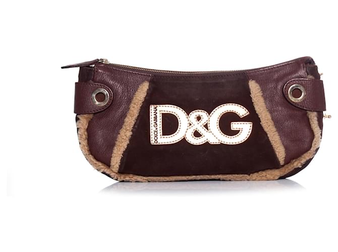 DOLCE & GABBANA, Brown clutch bag Suede Leather  ref.1002551