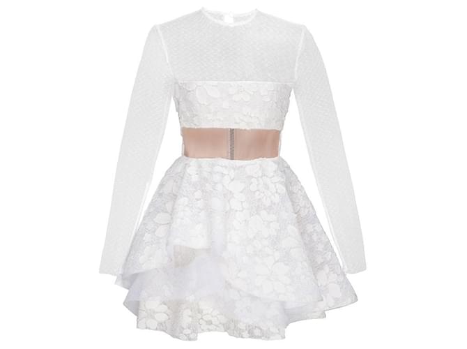 Autre Marque Alex Perry, Aubrey bandeau floral lace mini dress. White Cotton Polyester  ref.1002558