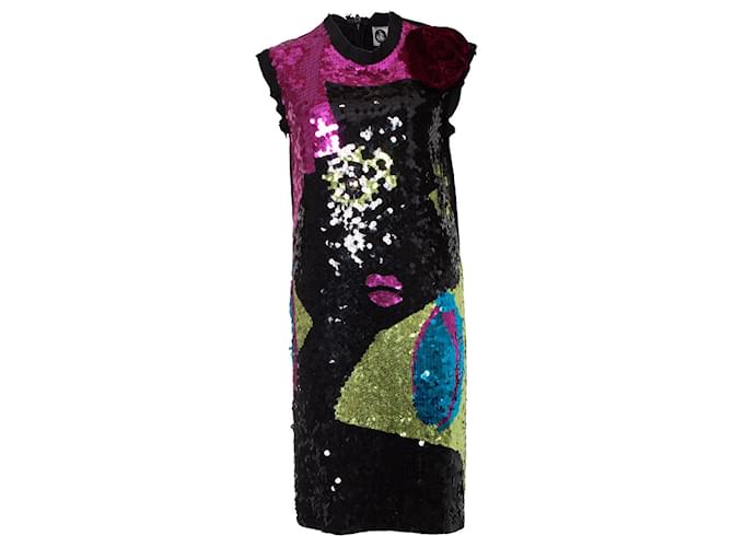 LANVIN, Kleid mit Pailletten und Blumen Mehrfarben Viskose  ref.1002565