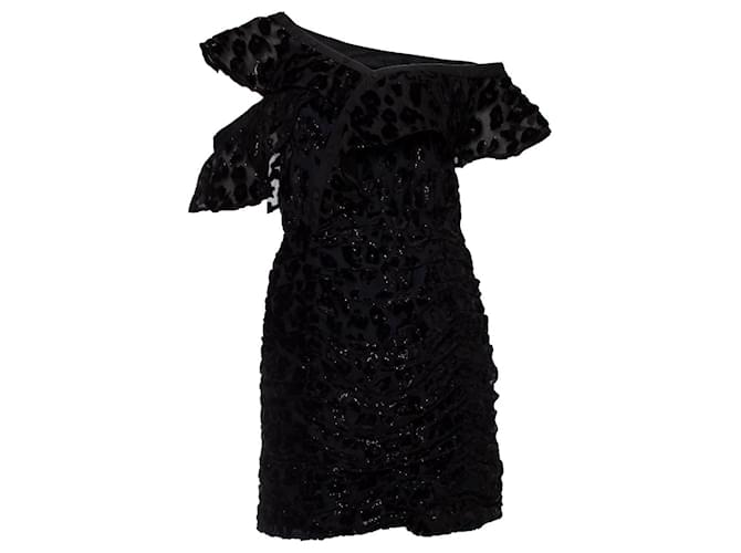 Autre Marque Autoportrait, robe en velours imprimé léopard Polyester Viscose Noir  ref.1002566