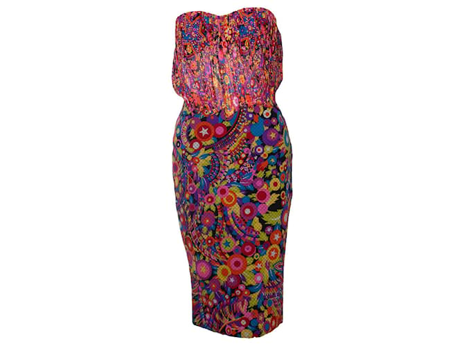 Gianni Versace Couture, dress with phsychedelic print Multiple colors  ref.1002575