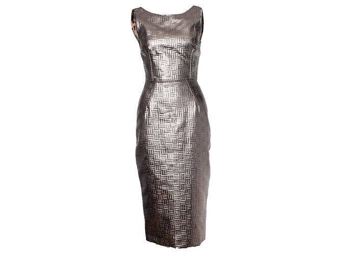 DOLCE & GABBANA, Goldmetallisches Bleistiftkleid Golden