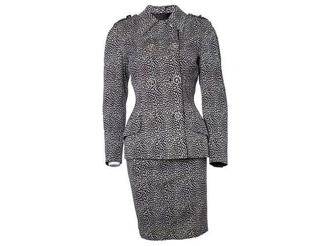 Gianni Versace Couture, blazer e gonna foderati con petto Nero Bianco