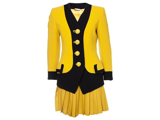 Gianni Versace Couture, Runway blazer and pleated skirt Yellow Wool  ref.1002583