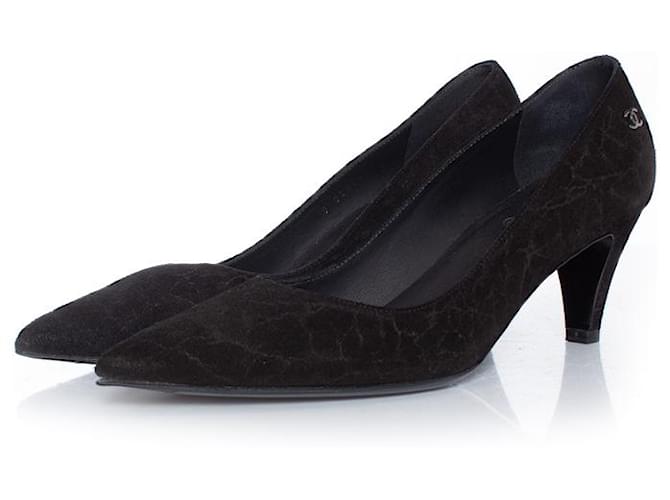 Chanel, suede kitten heel Black  ref.1002594