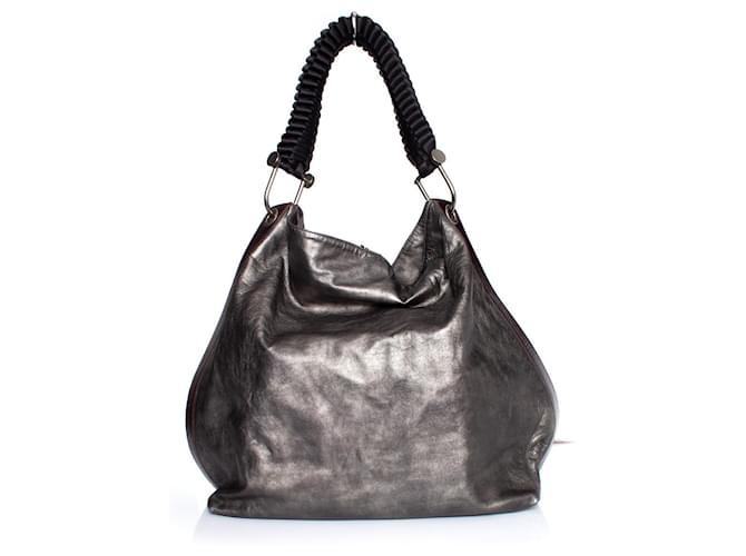 Marni, Metallic Leather Shoulder Bag Grey  ref.1002612