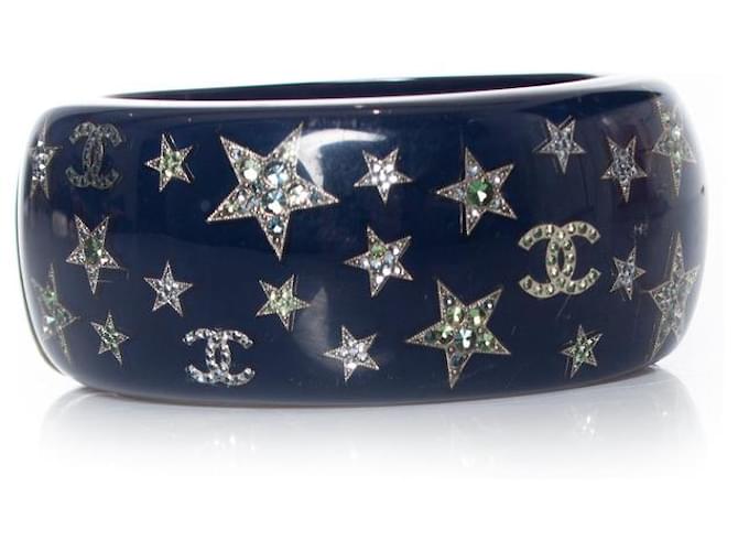 Other jewelry Chanel, Epoxy clasp bangle Blue Polyester  ref.1002626