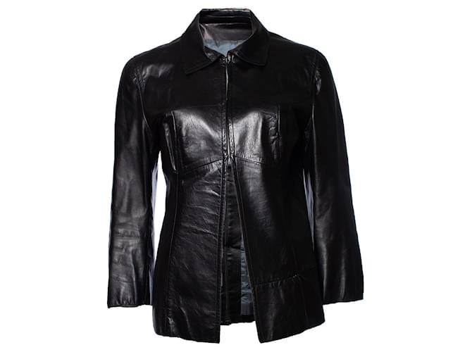 Costume National, Black leather jacket  ref.1002632