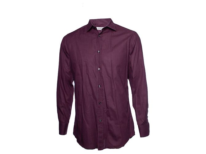 YVES SAINT LAURENT, camicia a quadri rosso vino