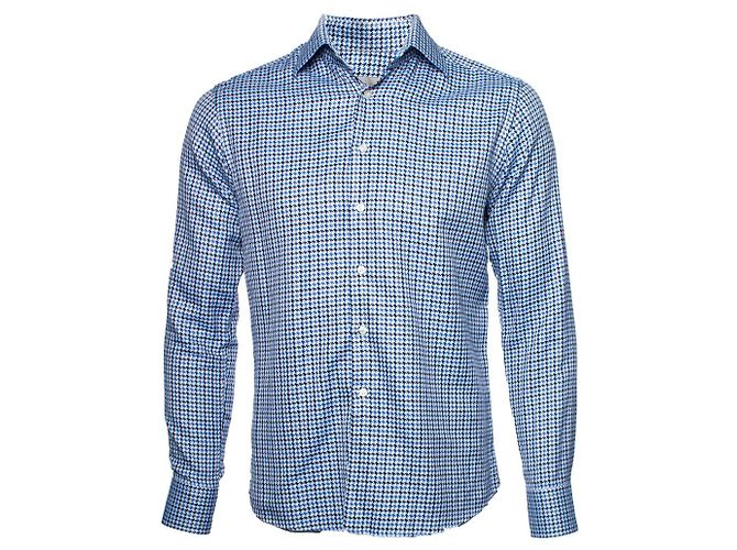 ETRO, camisa houndstooth em azul