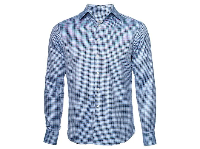 ETRO, houndstooth shirt in blue Cotton  ref.1002646
