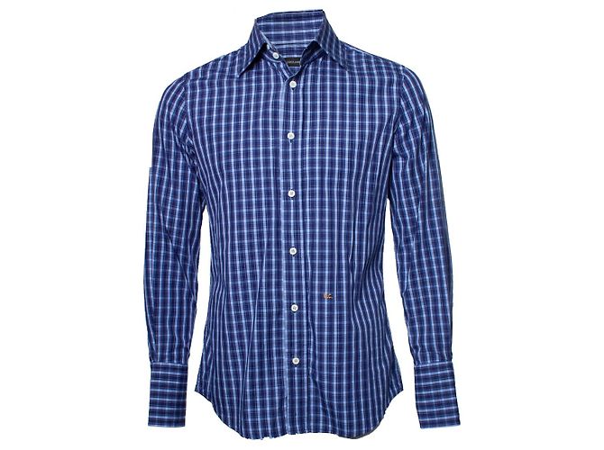 Dsquared2, camicetta a quadretti blu scuro 