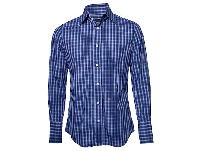 Dsquared2, dark blue checkered blouse Cotton  ref.1002649