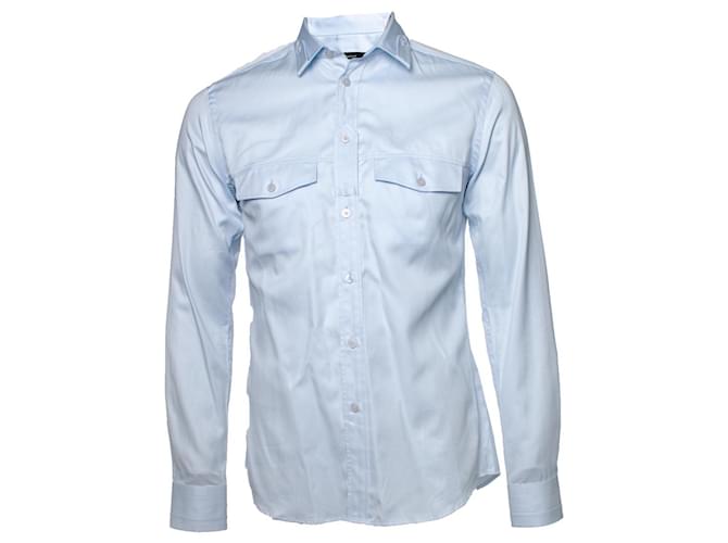 GIVENCHY, camicia azzurra con tasche Blu Cotone  ref.1002650