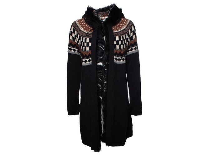 Jean Paul Gaultier, Strickjacke mit Kapuze Schwarz