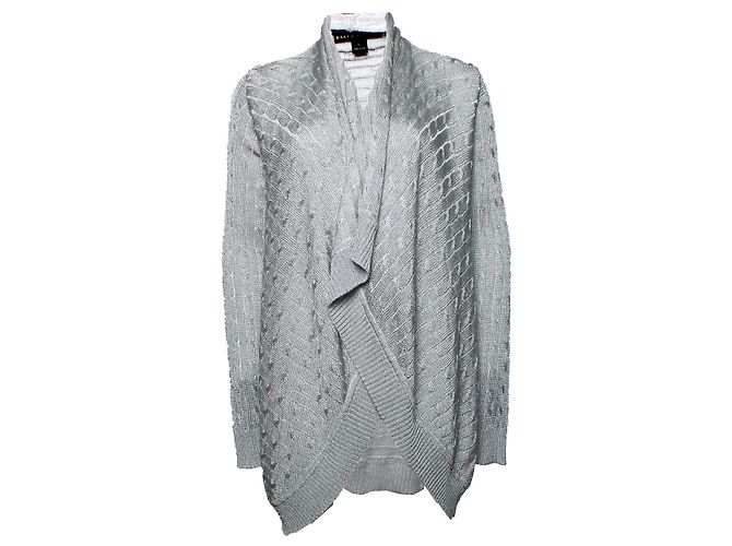 Ralph Lauren, Strickjacke mit Zopfmuster in Metallic-Optik Silber