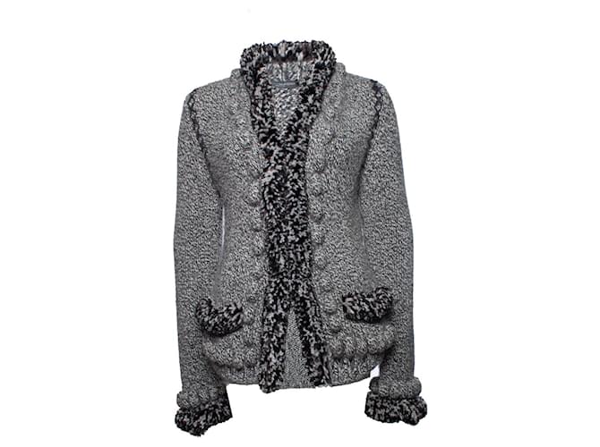 Alexander Mcqueen, Grey knitted cardigan Wool  ref.1002669