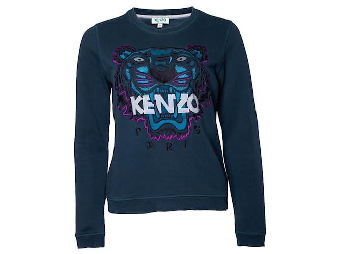 Kenzo, Tiger sweater Blue Cotton  ref.1002687