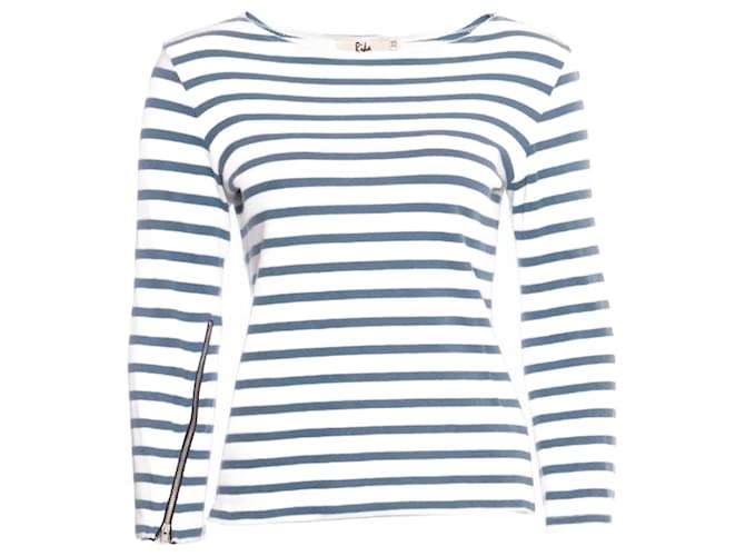 Autre Marque Rika, Blue/white striped top with 3/4 sleeves in size XS. Cotton  ref.1002705