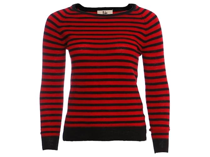 Autre Marque Rika, De color negro/suéter de lana a rayas rojas.  ref.1002710
