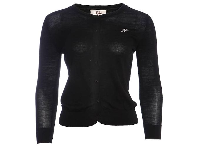 Autre Marque Rika, schwarze halbtransparente Strickjacke