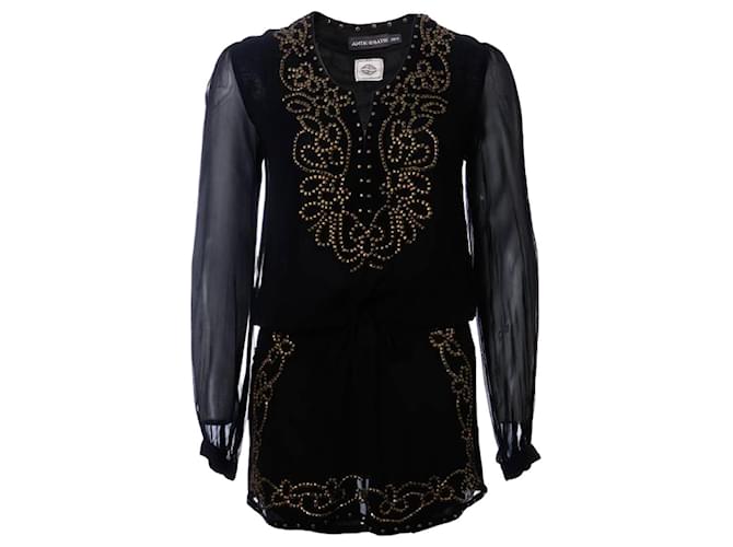 Antik batik, robe tunique noire avec des clous couleur bronze en taille 38/S. Viscose  ref.1002724