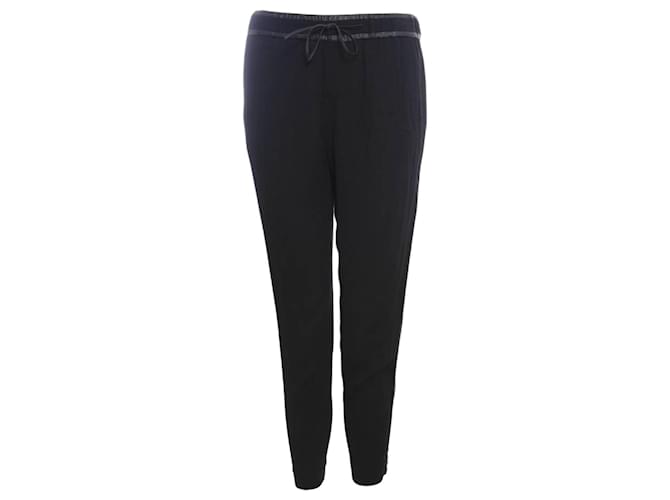 Helmut Lang, black sportive pantalon with zippers and leather details in size 2/M. Viscose  ref.1002725
