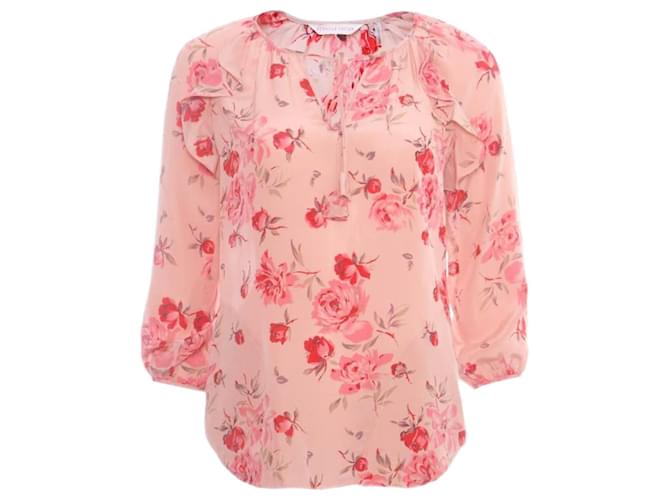 Rebecca Taylor, pink blouse with flower print Silk  ref.1002734