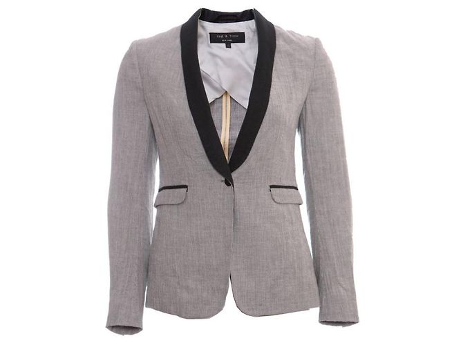 RAG & BONE,  blazer rigato con revers blu