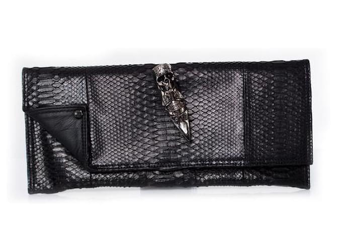 Autre Marque Maison Du Posh, Black python leather clutch  ref.1002742