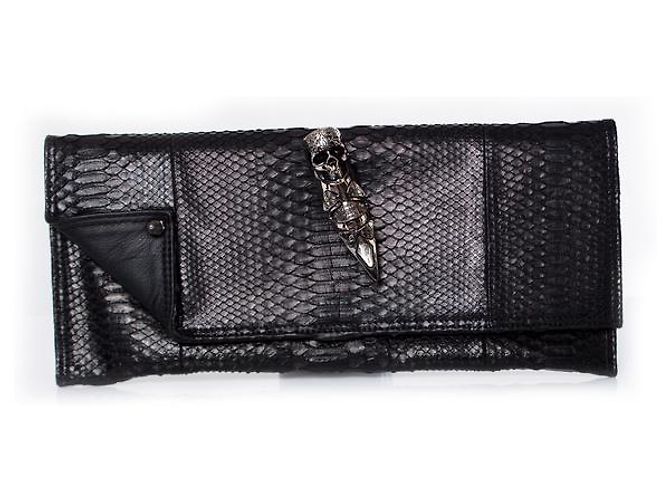 Autre Marque Maison Du Posh, Clutch aus schwarzem Pythonleder