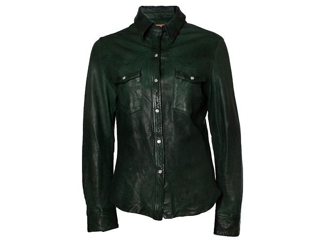 Autre Marque Tienda de vaqueros, camisa de cuero verde