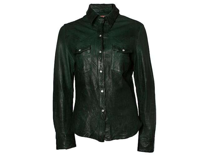 Autre Marque Jean Shop, green leather shirt  ref.1002746