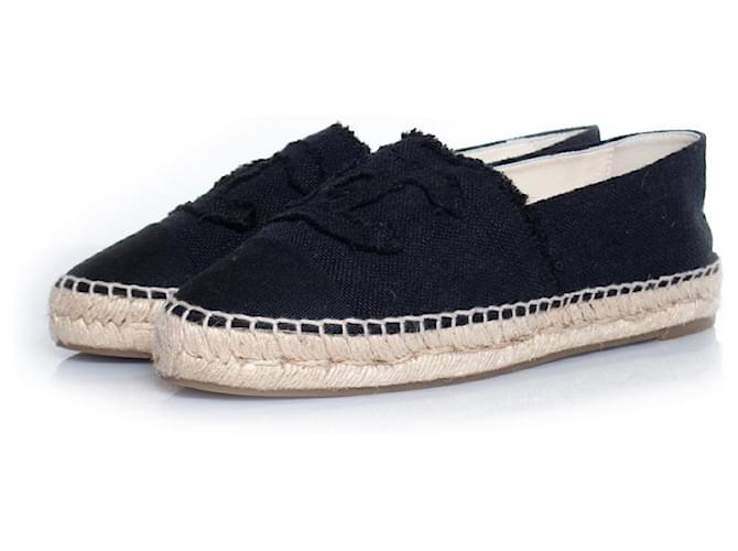 Chanel espadrilles black store canvas