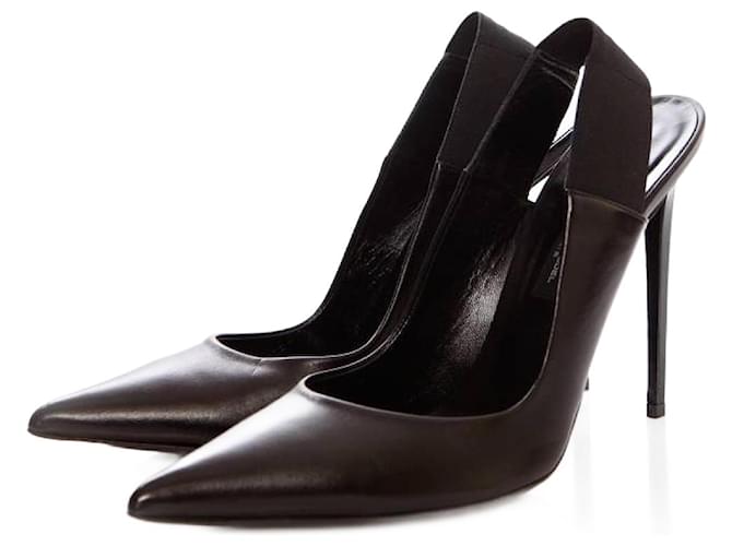 Autre Marque modelo phillips, zapatos de tacón destalonado de cuero negro.  ref.1002783