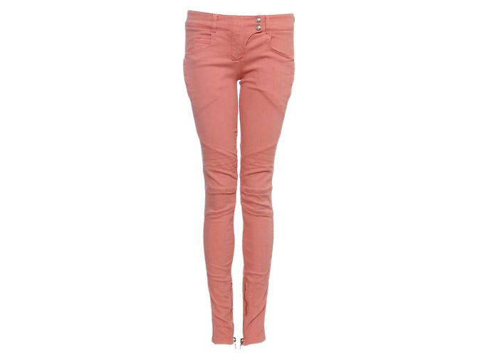 Balmain Balmaın, jeans moteros rosas.