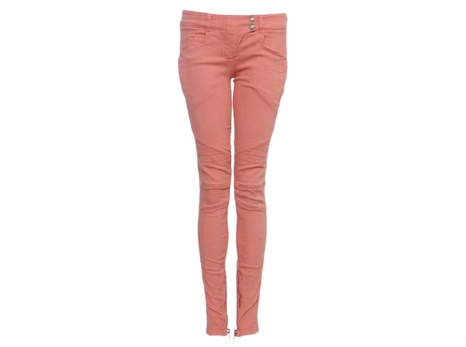 Balmain, pink biker jeans. Cotton  ref.1002789