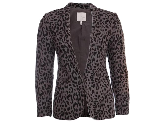Joie,  Leopard blazer. Grey Cotton  ref.1002792