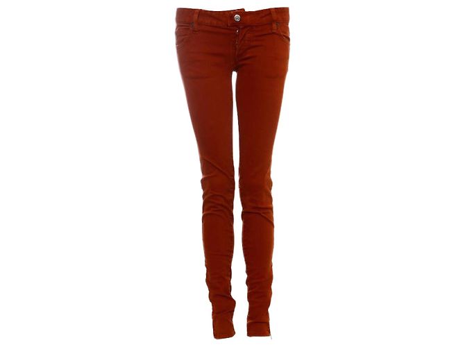 Dsquared2, naranja/Vaqueros biker rojos con detalles plateados en la talla IT40/S.