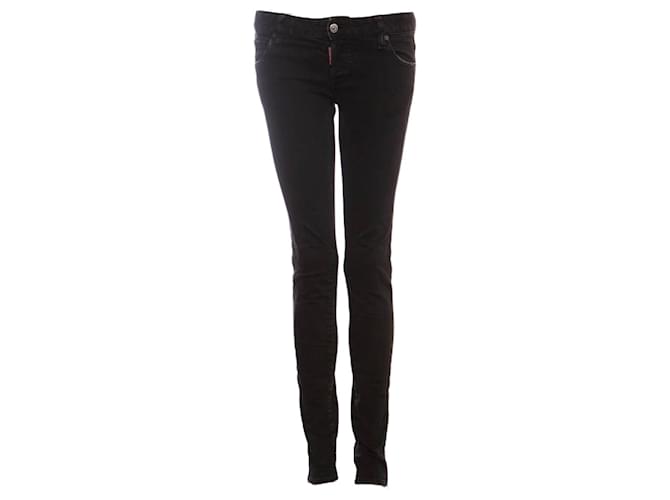 Dsquared2, jeans negros con herrajes plateados. Algodón  ref.1002794