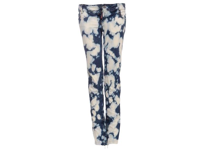 Dsquared2, blue biker jeans with bleach stains