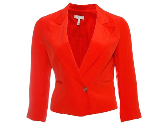 Joie, orange cropped blazer jacket in size XS. Silk  ref.1002799