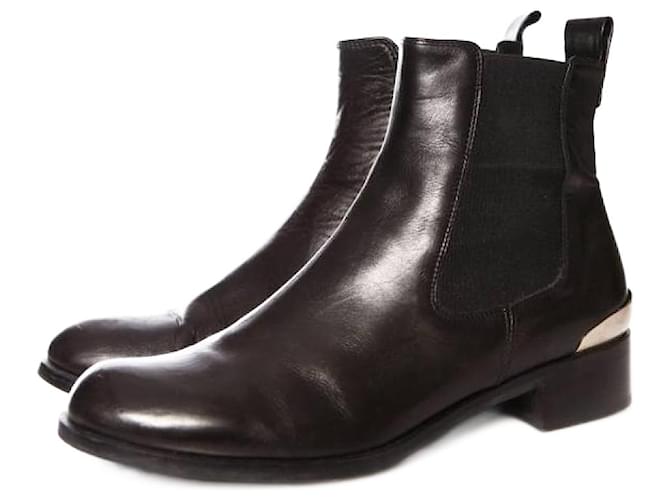 Autre Marque Russell & Bromley, stivali chelsea in pelle nera con metallo argentato sui tacchi di taglia 36.5. Nero  ref.1002803