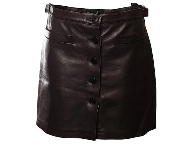 Agnès b. Agnis B, black leather skirt with buttons in the front in size FR42/M.  ref.1002807