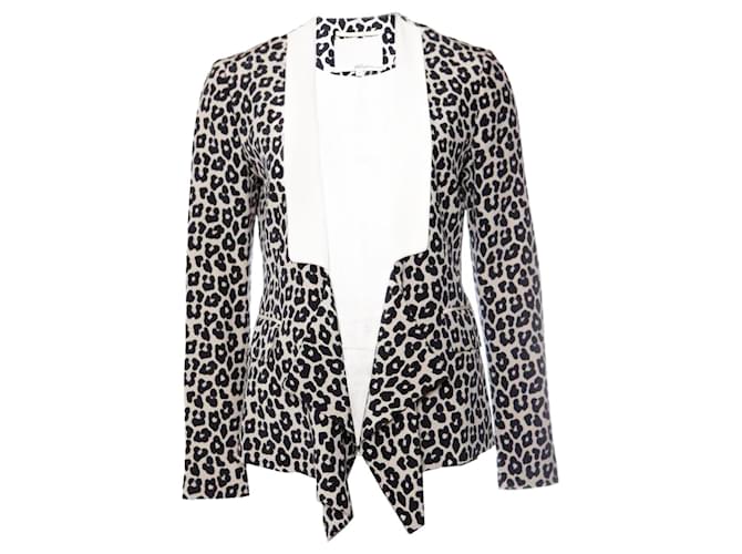 Phillip Lim, Leopard-print silk crepe de chine blazer in size 6/XS. Black White  ref.1002825