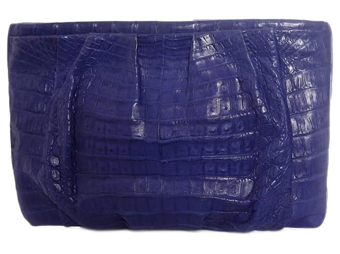 Autre Marque Nancy Gonzales, Soft crocodile leather clutch in Cobalt blue.  ref.1002827