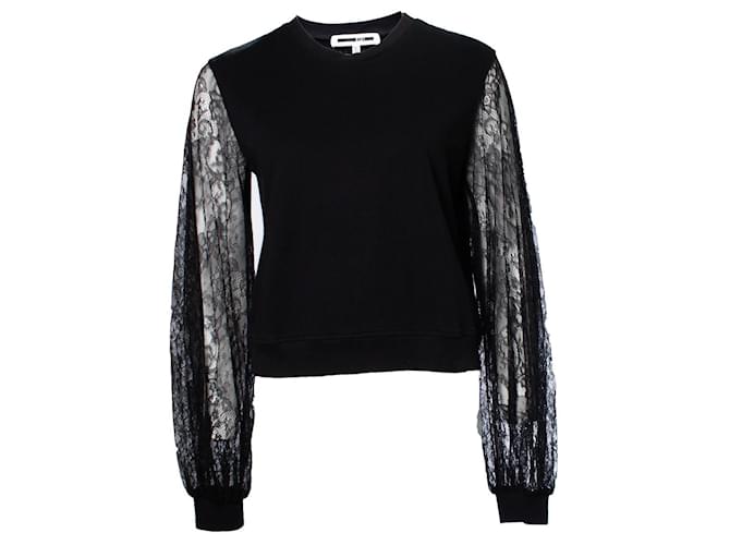 Autre Marque McQ, black top with lace sleeves Cotton  ref.1002858
