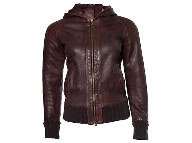 Autre Marque GMS-75, brown hooded leather jacket  ref.1002862